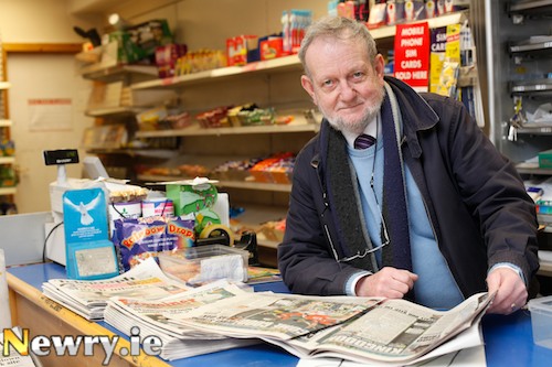 Tim Casey retiring from The Paper Rack at Sugar Island in Newry after 22 Years. Photograph: Columba O'Hare