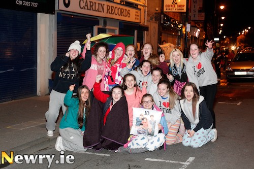 Watch you don't lose your space! Only another few hours to wait for One Direction Tickets at Carlins. Photograph: Columba O'Hare