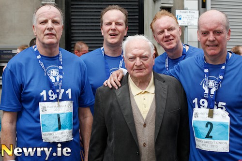 The Jackson brothers with their dad after they completed the Newry City Half Marathon. Photograph: Columba O'Hare The Jackson brothers with their dad after they completed the Newry City Half Marathon. Photograph: Columba O'Hare