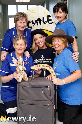 Pictured are Hospice Nurses Angela Larkin and Anne Neary with Credit Union staff Kathleen and Christina and Denise Doyle Fundraising Officer at the launch of the Fly me Home for Christmas Campaign. Photograph: Columba O'Hare