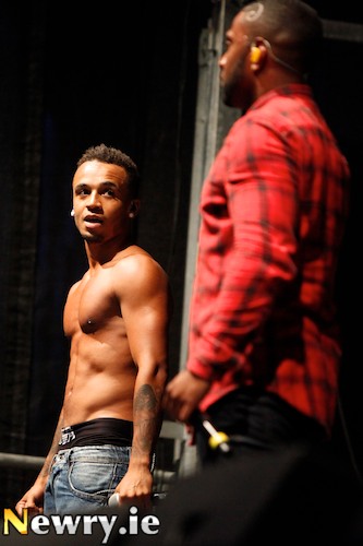 Aston Merrygold from JLS raises the temperature yet again at Pairc Esler. Photograph: Columba O'Hare