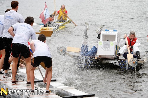 The PSNI entry in the Bathtub Race at Newry's first Festival of water is sabotaged by the Newry Soroptimist team. Photograph: Columba O'Hare