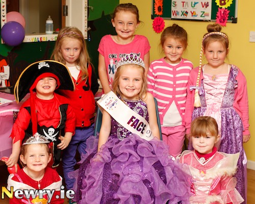 Ellie Casey with her friends as they wish her well on her way to the Junior Face of the World Competition. Photograph: Columba O'Hare