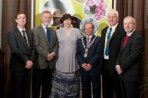 Pictured at the Conference from left: Kevin Scullion , Assistant Director Environmental Health, NMDC;  Dr Michaél Ó Briain Deputy head of the Nature Unit of the European commission, Abby McSherry Action for Biodiversity Cllr John McArdle Mayor, NMDC; Cllr Gerald Mallon, chairman of East Border Region,; Feargal ÓCoigligh Assistant Secretary Department of Arts Heritage and the Gaeltacht