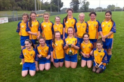 The successful Bosco u12 girls team with the Martin Woods Cup