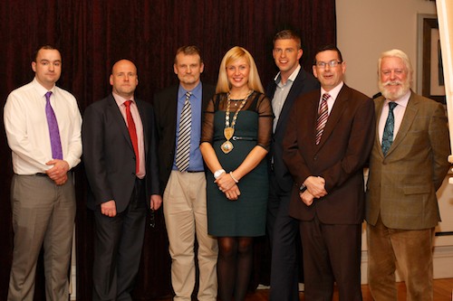 Pictured at the Meet the Media night organised by Newry Chamber of Commerce. From left: David Og Downey, The Bank Bar and Bistro; Paul Welsh, Newry Reporter; Shane McBreen, Iúr FM; Deborah Loughran, President, Newry Chamber of Commerce and Trade; Marc Mallet, UTV; Columba O'Hare, Newry.ie and Rowan Hand, Destination Newry.