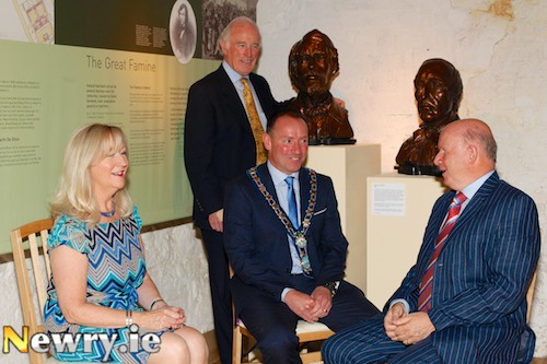 Newry and Mourne Mayor Mickey Ruane with Michael and Catherine McKeown, who commissioned and donated the busts to Newry Museum with Sculptor John Sherlock from Londonderry. Photograph: Columba O'Hare Newry and Mourne Mayor Mickey Ruane with Michael and Catherine McKeown, who commissioned and donated the busts to Newry Museum with Sculptor John Sherlock from Londonderry. Photograph: Columba O'Hare