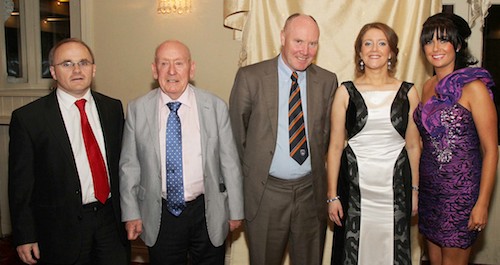 The judging panel: MC Barry McElduff with judges , Charlie Smith, Paul Doughan, Lynda Strain and 2012 Belle Briege Rice.