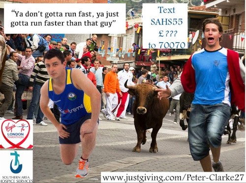 Peter Clarke is taking no bull in his quest to raise £2000 for the Southern Area Hospice!
