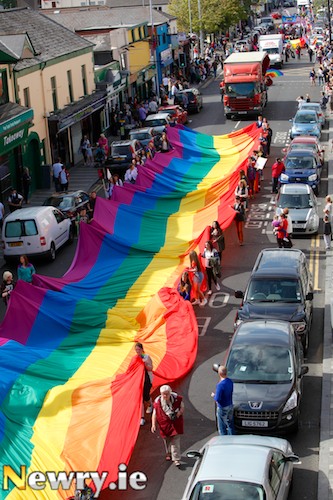 Pride in Newry Parade on Monaghan Street. Photograph: Columba O'Hare