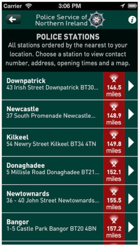 Find the location of your nearest PSNI Station with the new App.