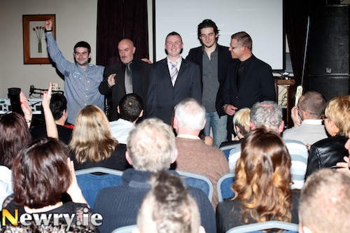 Speaking to the audience after the showing of Regrets. Photograph: Columba O'Hare Speaking to the audience after the showing of Regrets. Photograph: Columba O'Hare