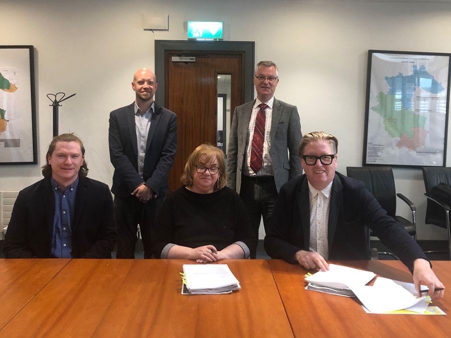 Pictured are from left: Kevin McGann Landscape Architect, BDP, Terry Hamilton Public Realm Architect, LCC; Joan Martin Chief Executive, LCC; Thomas McEvoy A/Director of Services, LCC and Michael Mullen Principal and Architect, BDP.