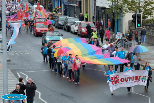 The Pride Parade makes it's way down Monaghan Street. Photograph: Columba O'Hare 