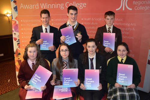 Best in School Winners at the Newry SPP Awards:  Back row: Plamen Atansov, Newtownhamilton HS,  Tom Martin, Rathore, Ben McClure, Newry HS  Front row: Caoimhe Quinn, St Mary’s, Pavlina Zapletalova, Kilkeel HS, Kelly-Anne Beggs, St Mark’s HS, Alanna O’Neill, St Joseph’s HS