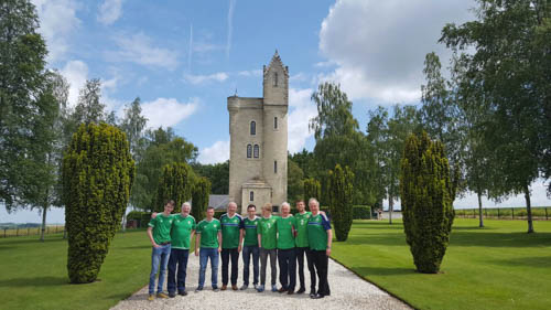 Danny Kennedy, MLA with members of his wider family in front of the Ulster Tower, Thiepval.