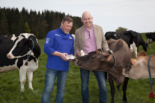 Meeting the suppliers, left, David Graham, Around Noon’s executive head chef, with Bryan Boggs, Clandeboye Estate Yoghurt’s general manager