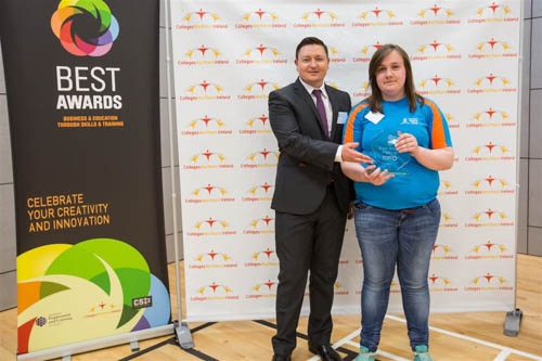 Amy Anderson from SRC who was the runner-up 16 to 18 age category is pictured with Martin Flynn, Open College Network 