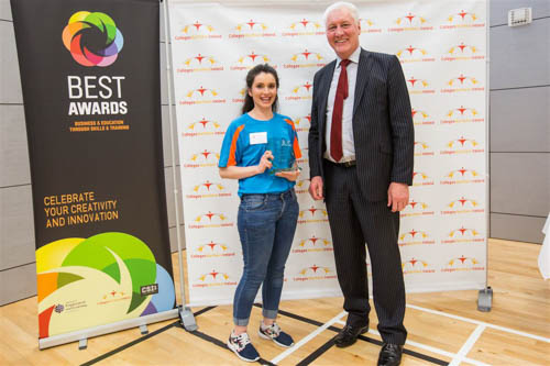 Nadine Gollogly who was the winner of the 19+ age category is pictured with Lowry Grant, PKF-FPM