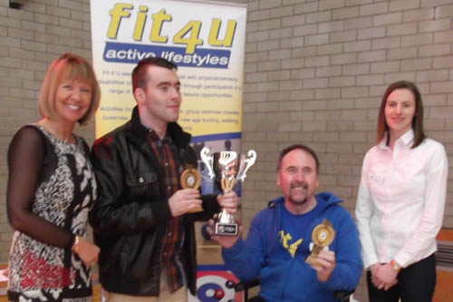 Councillor Margaret Tinsley with runners up, Gerard McElvanna & Noel Clarke and Fit 4 U Co-ordinator, Rhonda Richardson. Councillor Margaret Tinsley with runners up, Gerard McElvanna & Noel Clarke and Fit 4 U Co-ordinator, Rhonda Richardson.