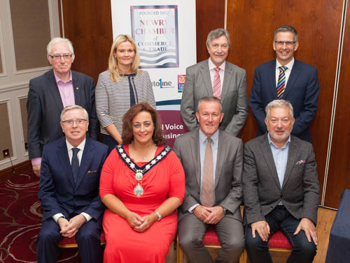 Pictured at the conference, front from left:Pat Cox, Gillian Fitzpatrick, Chairperson, Newry, Mourne and Down District Council; Conor Murphy MLA and Tom Kelly. Back: Jerome Mullen, Mary Meehan, Micky Brady MLA and Mark Simpson.