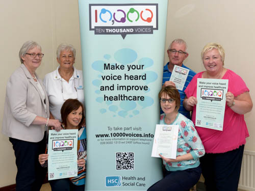 Mairead Casey, Elizabeth Beattie, Christine Armstrong, Tommy Harrison, Mary Harrison & Anne Herdman (Elizabeth is daughter of Tommy & Mary and are from Waringstown)  at the launch of 10,000 voices.