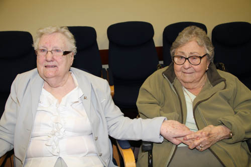 Florence McNulty and her best friend Marie Hughes at the Council Reception to recognise Florence's huge contribution to the community through her teaching and also to the Arts through her music and choirs and many musicals.