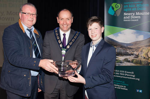 Gavin Gribben from Mayobridge GAC gets a presentation from Mickey Ruane, Chairperson, Newry, Mourne and Down District Council. Gavin Gribben from Mayobridge GAC gets a presentation from Mickey Ruane, Chairperson, Newry, Mourne and Down District Council.