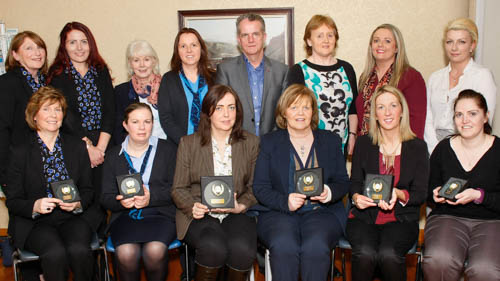 Prizewinners at the 2015 Hospice Accumulator Challenge pictured with Eleanor McKernan, PWC and Ann Cooney, Chief Executive, Southern Area Hospice. Photograph: Columba O'Hare