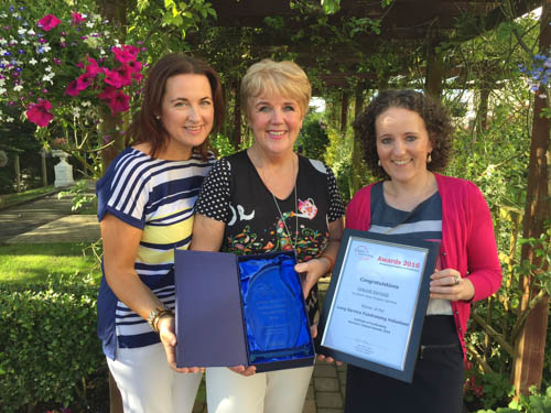 Siobhan McArdle, Assistant Fundraising Manager, Deborah Kennedy, Hospice Volunteer & Emma Corry, Institute of Fundraising NI with the award.