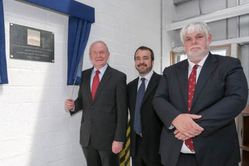 Officially opening the new Resonate Testing Ltd premises were deputy First Minister Martin McGuinness; Michael Thompson, General Manager, Resonate Testing Ltd and Tom Mallon owner of the Nacelle Group.