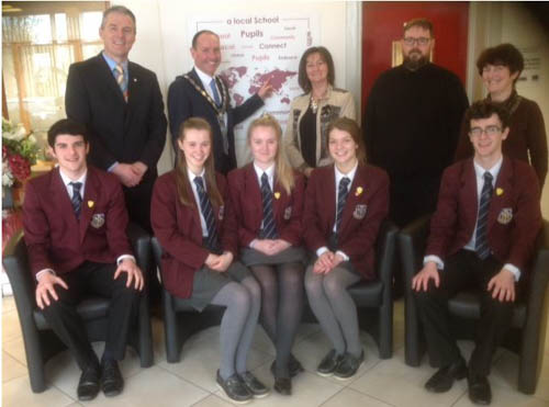 Newry, Mourne and Down District Council Chairperson, Councillor Mickey Ruane with (top row;) Jarlath Burns, Cllr Ruane, Mrs Siobhan O'Hare, Mr Emmett McCaffrey, Mrs Brigid McConville (bottom row;)Jack Mallon, Aisling Hughes, Ellen Daly, Karen Murphy, Aaron Cinnamond. Newry, Mourne and Down District Council Chairperson, Councillor Mickey Ruane with (top row;) Jarlath Burns, Cllr Ruane, Mrs Siobhan O'Hare, Mr Emmett McCaffrey, Mrs Brigid McConville (bottom row;)Jack Mallon, Aisling Hughes, Ellen Daly, Karen Murphy, Aaron Cinnamond.