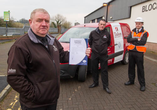 Kieran Tumilty,Director  of Talon Security  with staff , Art Crinion Head Supervisor, and Daniel Egan, security guard.