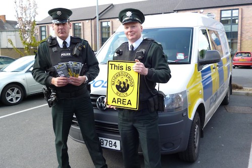 PSNI Officers display the property marking kits.