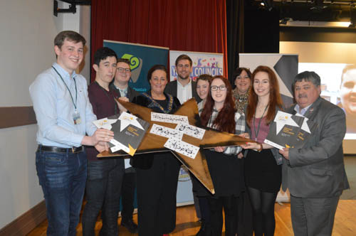 Launching the YAFTA's in Downpatrick. Newry & Mourne Youth Council office bearers pictured with NM&DDC Chairperson Cllr Gillian Fitzpatrick and local elected Councillors Patrick Brown and William Walker