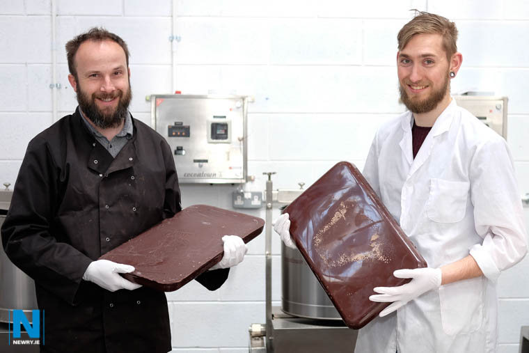 Shane Neary and son in law Peter Valkema with the slabs of chocolate. Photograph: Columba O'Hare