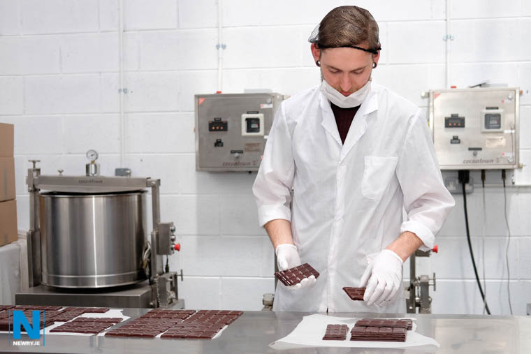 Peter Valkema sorting the chocolate bars. Photograph: Columba O'Hare