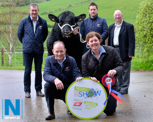 ABP Food Group has been announced as the principal sponsor of Newry Show, taking place on Saturday 24 June. This year the Show plays host to the All Ireland Aberdeen Angus Championships as part of the Ireland leg of the Aberdeen Angus World Forum. Included with Angus bull, Drumhill Lord Harris are front: Roger Sheahan, Plant Manager, ABP, Newry and Kyle Henry, Chairman, Newry Show. Back from left: Niall Kearney, Procurement Manager, ABP; Arthur Callaghan, ABP and Sidney Cromie, Chairman of Cattle committee, Newry Show and NI Aberdeen Angus Club committee member. Photograph: Columba O'Hare