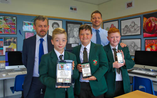 Mr Tom Montgomery (EdTap) Ryan McCoy, Aaron McGuirk, Sean Heaney, Mr Brendan Fearon (App coordinator)  