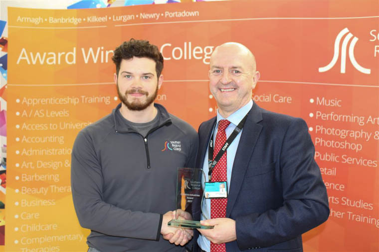 James Shilliday from Newry being presented the Life Sciences Award by Raymond Sloan Director of Client Services at SRC.
