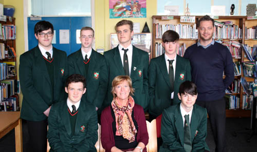 Year 11 pupils with Mrs Hilary Knight (AWARE NI) and Mr Brendan Fearon