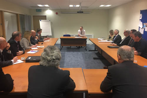 Meeting the Infrastructure Minister Chris Hazard in Newry.
