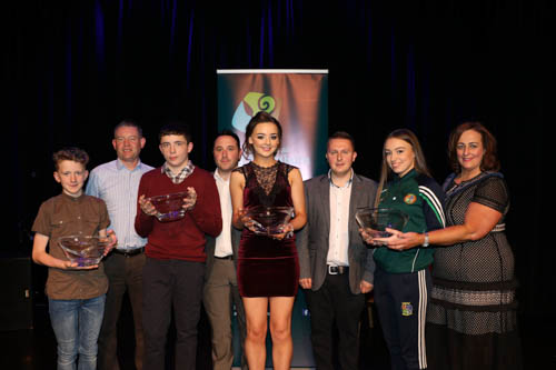 Iarla McMahon All Ireland Champion in the Under 12 Uileann Pipes at the Fleadh Cheoil nahÉireann in Co Clare 2016, Brian Donegan Silver Medalist at the World Kick Boxing Championships, Beth Preston was Crowned United Kingdom Drum Major Champion at the Stormont Estate and was placed 2nd in the World Pipe Championship held in Glasgow and runner up in the All Ireland Solo Piping Championships held at Lisburn, Shauna O'Callaghan six times All Ireland Champion and Gold Medalist at the Queens Cup in Germany and crowned Golden Girl International Boxing Champion pictured with councillors Mickey Larkin, Pete Byrne, David Taylor and Chairperson Newry, Mourne and Down District Council Gillian Fitzpatrick at the Civic Award Ceremony.