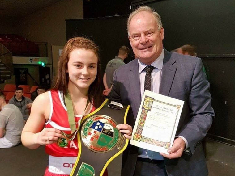 Clodagh McComiskey with Pat Ryan President of the Irish Athletic Boxing Association