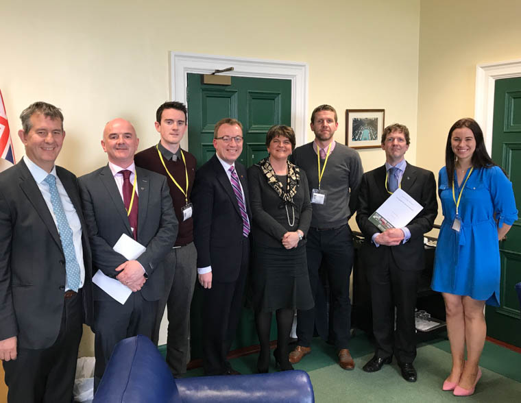 The DUP delegation meet members of Conradh na Gaeilge at Stormont.