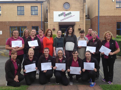 Staff from Newry Early Years Family Centre with their Autism Awareness Certificates.