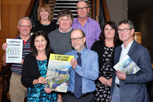 Some of the Newry G.P.'s supporting the development of a 15 Acre Albert Basin Park. From left: Dr Michael McKnight, Clanrye Surgery; Dr Derval O'Reilly, Cornmarket Surgery; Dr Shirley Forshaw, Clanrye Surgery; Dr Richard Flood, Cornmarket Surgery; Dr Arnie McDowell, Clanrye Surgery; Dr Michael Fearon, Clanrye Medical Practice; Dr Ann Delargy, Banbridge Surgery (Newry resident) and Dr Patrick McKinley, Cornmarket Surgery.