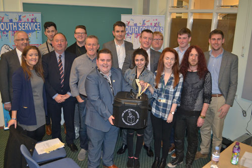 Members of the Newry & Mourne Youth Council pictured with candidates for the upcoming election and Dr. Briege Rice who chaired the hustings.