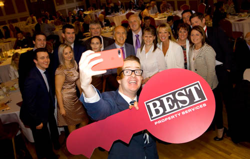 Guest David Meade gets that perfect selfie at the Best Property Services Business Breakfast.