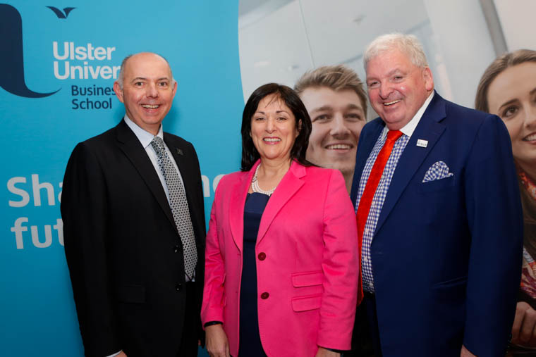 Anne Heraty, CEO, Cpl Resources plc, pictured with Professor Mark Durkin, Executive Dean of the Ulster University Business School (left) and Professor Feargal McCormack, PKF-FPM Accountant’s Managing Director.